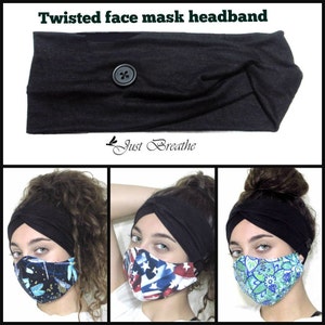 Button Headband, Black Yoga Headband, Turban Headband, Nurse Headband With Buttons, Medical Worker Headband, Headband For Face Mask