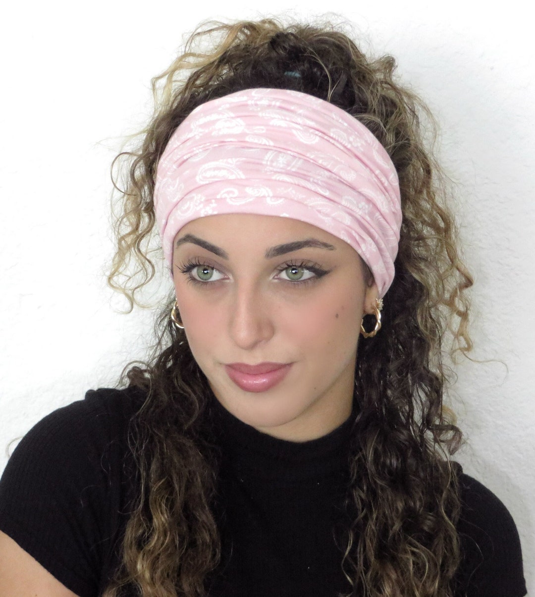 Pink Headband, Extra Wide Headband, Boho Jersey Headband, Yoga Headband