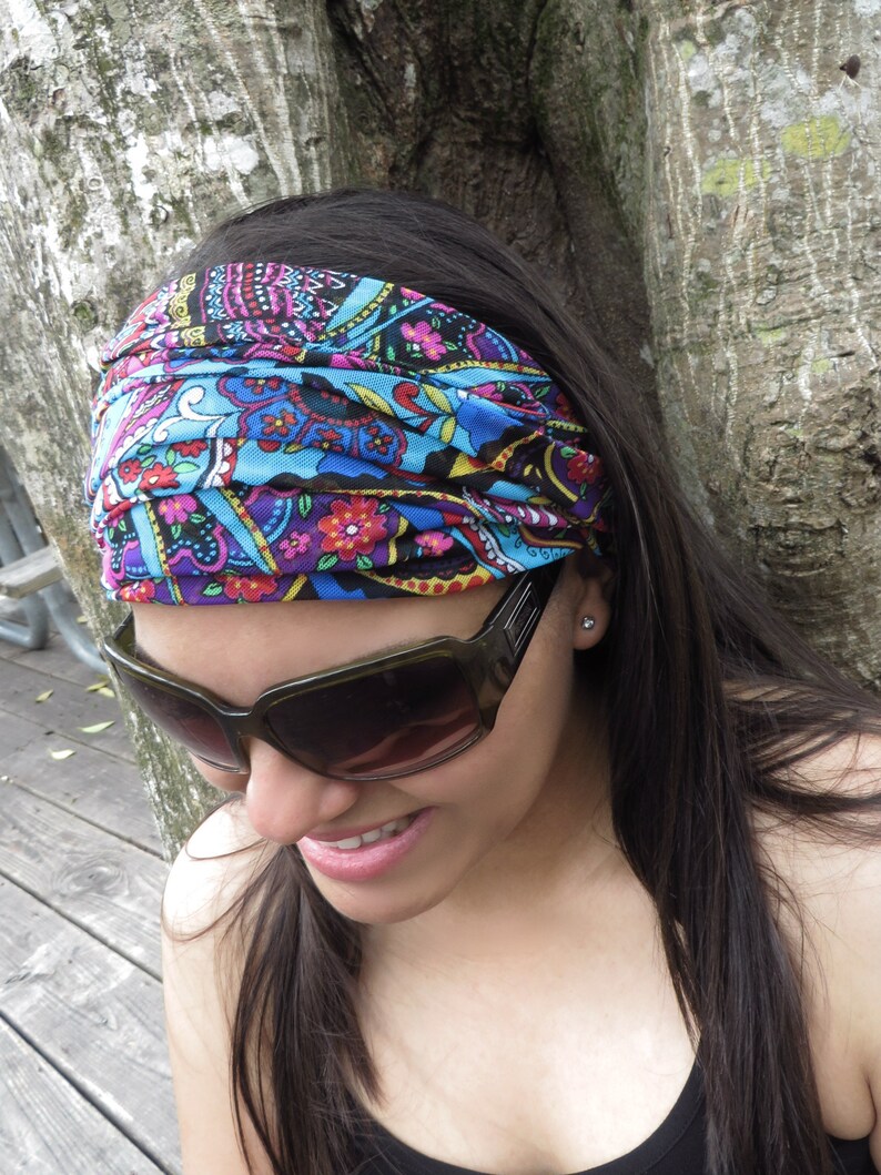 Boho Headwrap Yoga Headband Wide Head Scarf Bohemian Hair Etsy