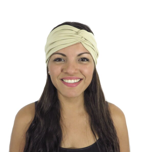 Beige Twisted Headband Beige Twist Headband - Mudvii main image 3