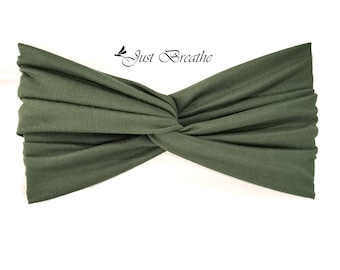 Diadema de yoga, diadema de turbante, diadema, diadema para adultos, diadema de turbante verde, envoltura de yoga, diademas de jersey twist, diadema para correr