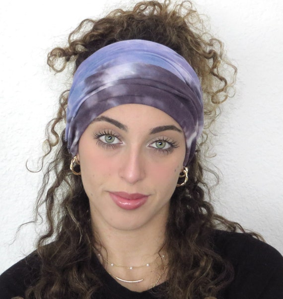 Tie Dye Extra Wide Scrunch Headbands, Boho Jersey Headband, Scrunch Headband, Yoga Headband, Running Headband, Women Headband, Men Headband