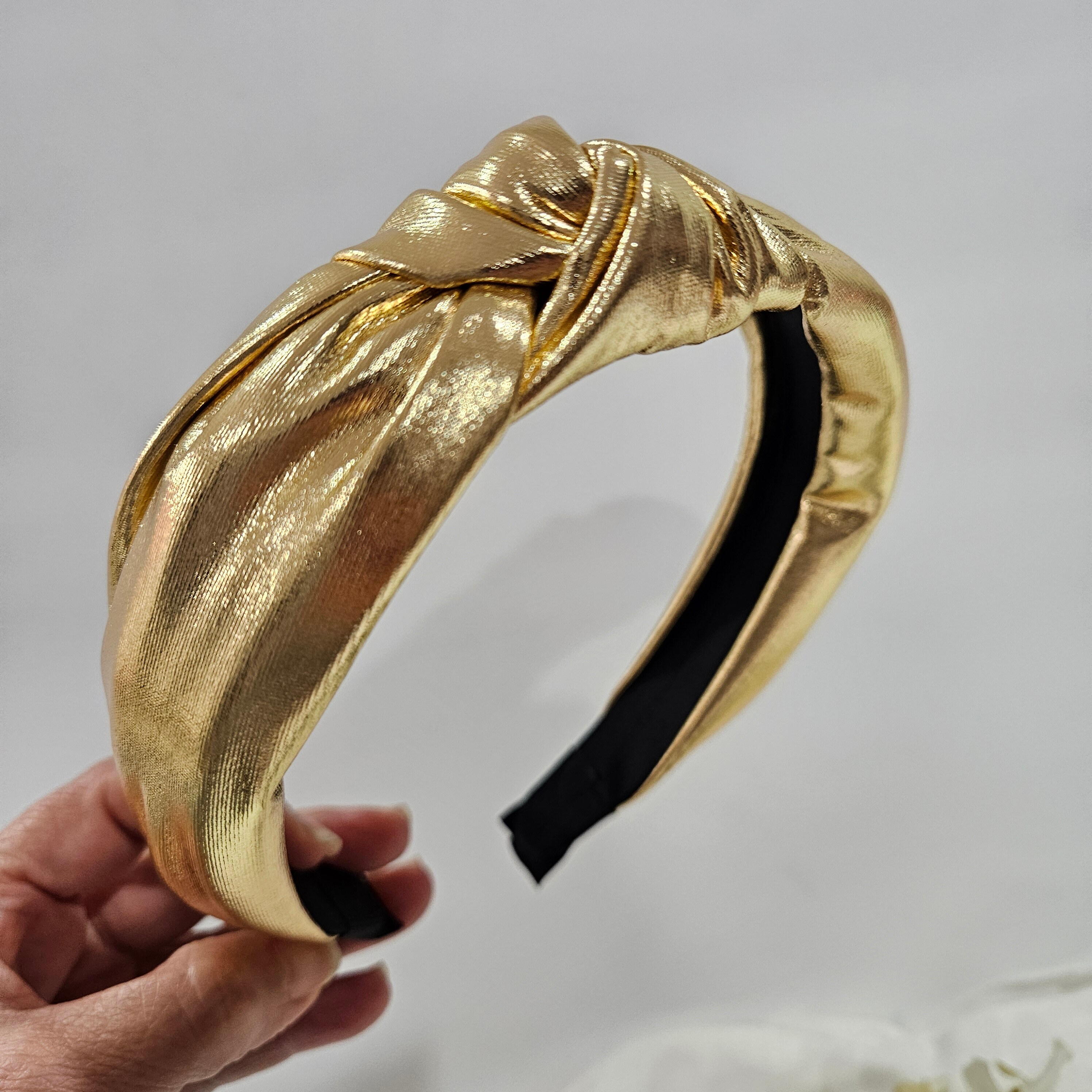 Metallic Knot Headband, Knotted Headband, Black Headband 