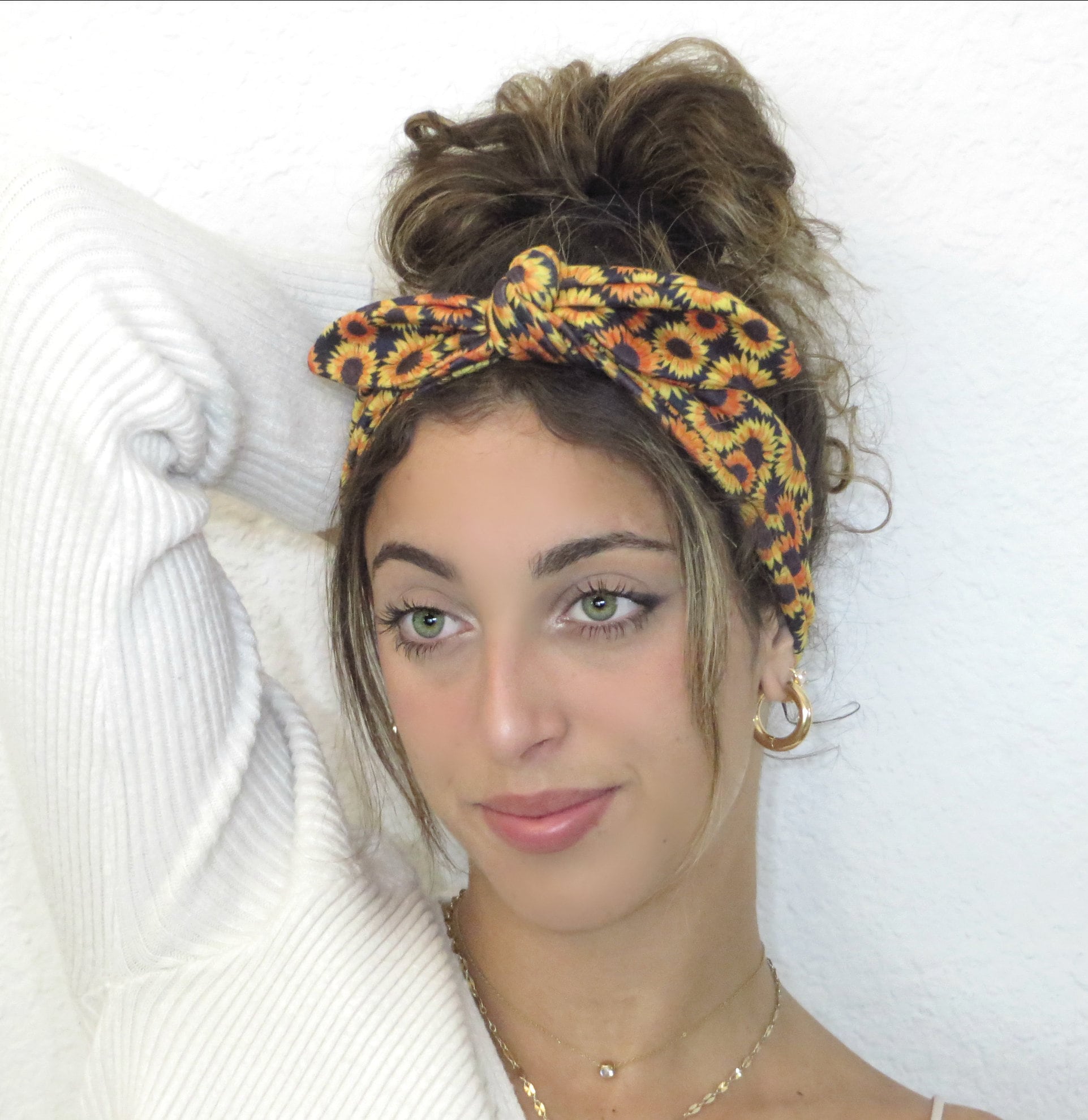 Sunflower Knot Headband, Top Knot Headband, Toddler Top Knot  display picture 3