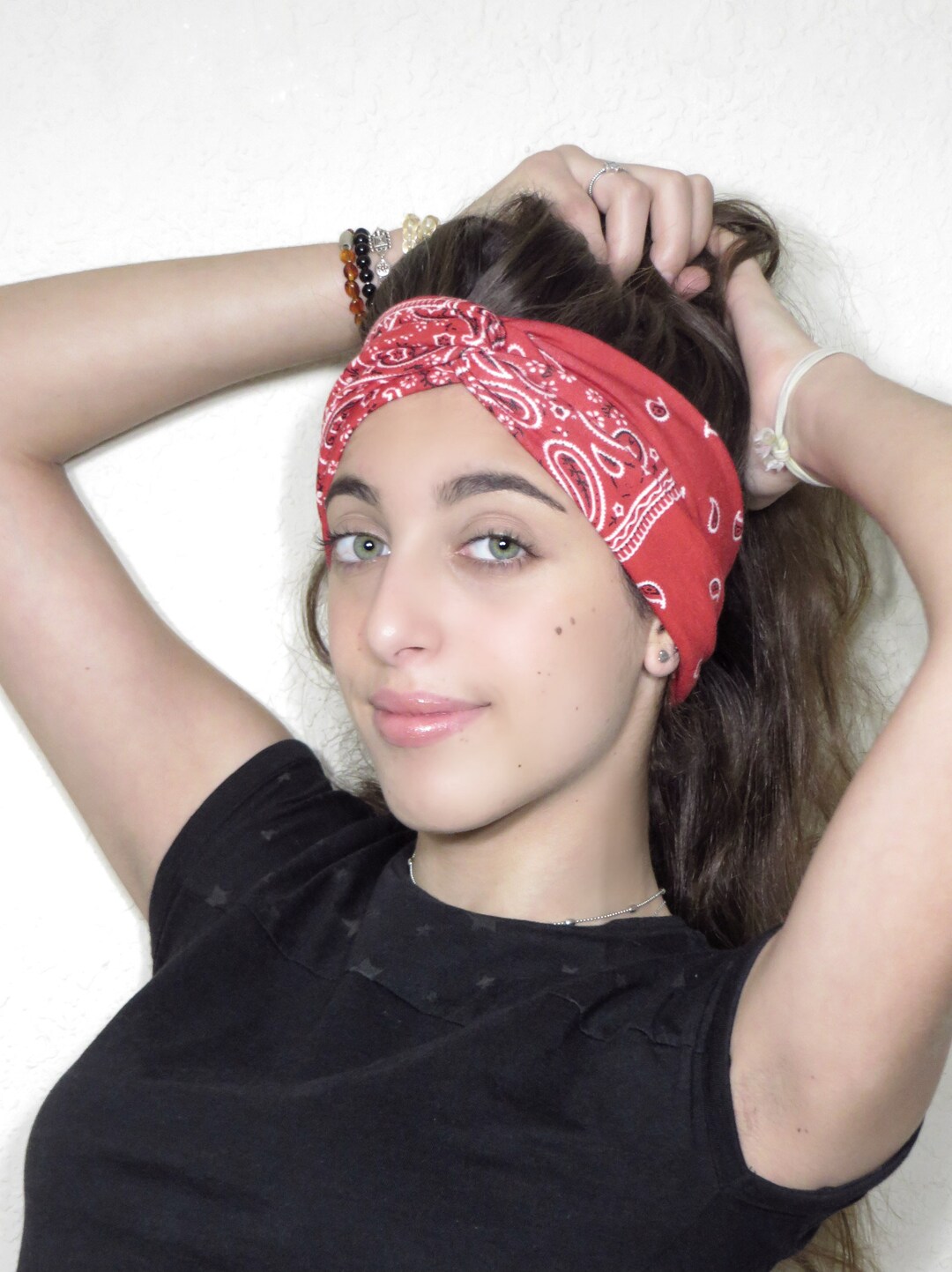 Red Yoga Headband, Bandana Headband, Wide Turba Headband  display picture 2