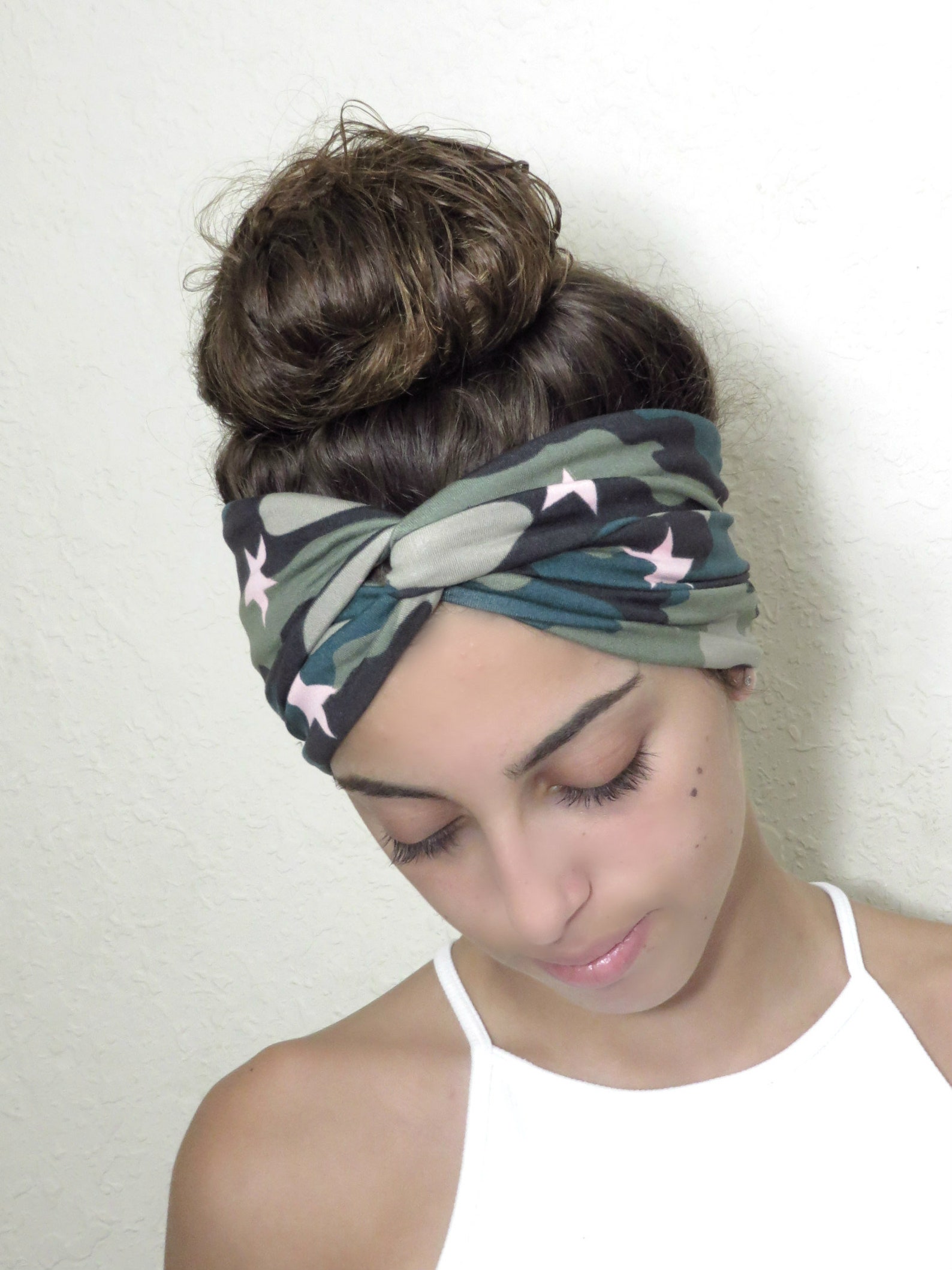 Green Camo Turban Headband Headbands for Women Camouflage Etsy