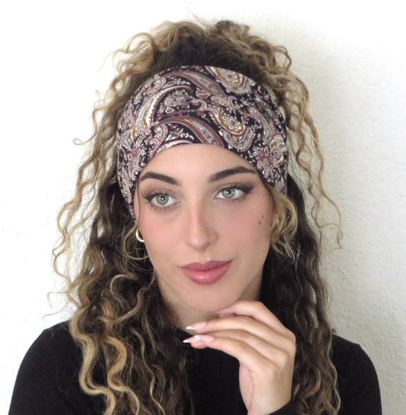 Wide Boho Headband, Paisley Knot Headband, Yoga Headband  display picture 1