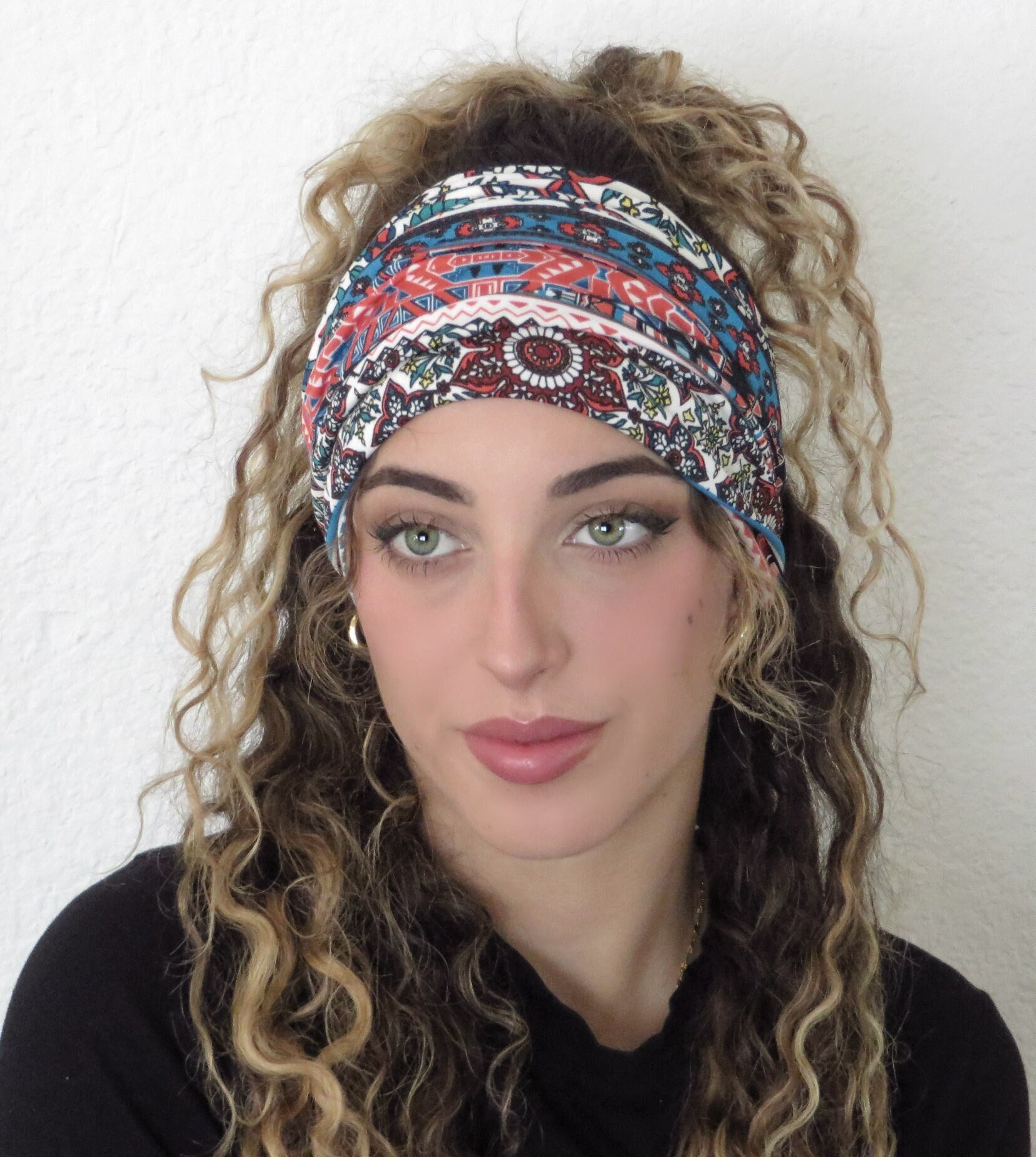 Fasce Larghe Per Capelli Donna FULZTEY | Morbide Elastiche Boheme Tie Dye | Bandane Per Sport, Yoga, E Accessori Capelli | Confezione Da 3
