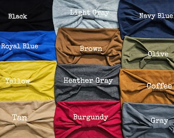 Solid Knot Headband, Wide Yoga Headband, Scrunch Headband, Women Boho Headband, Soft Jersey Headband, Wide Headband, Wide Turban Headband