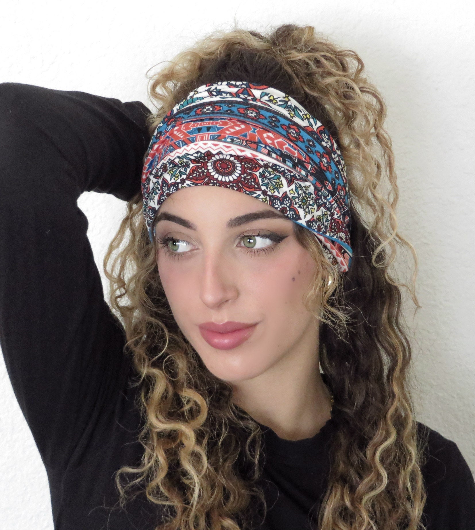 Boho Rattan Woven Wide Headbands Stretch Hair Band Womens Fashion Amazon.com : Wide Braided Straw Headbands for Women Chunky  main image 4
