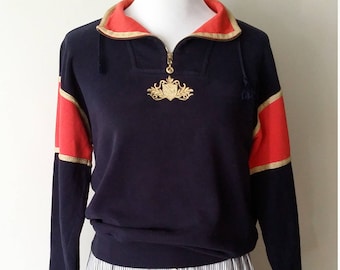 St John, S, M, designer top, designer sweatershirt, nautical top, vintage sweatshirt, blue top, nautical sweater, St John sweater, 80's top