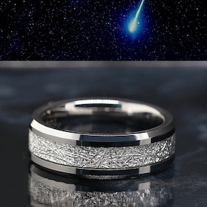 Tungsten Ring, Meteorite Ring, Men&#39;s Tungsten Ring, Meteorite Band, Meteorite Wedding Band, Men&#39;s Wedding Band 8mm