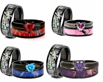 Camo Wedding Rings Etsy