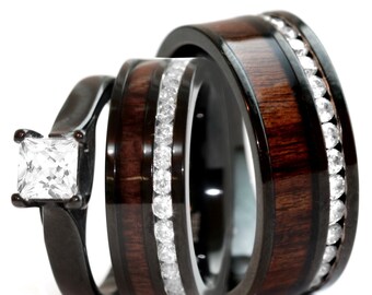 matching wooden wedding bands