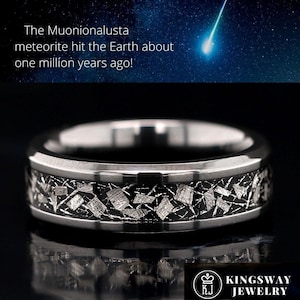 Muonionalusta Meteorite Ring Meteorite Wedding Band Zirconium Meteorite Band