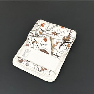 Blanco nieve Camo cartera de cuero minimalista cartera diseño de camuflaje único