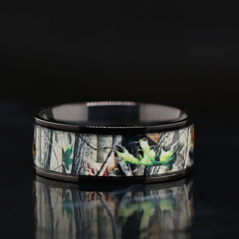 Titanium Black Camo Ring Unisex Hunting Camouflage Wedding Etsy