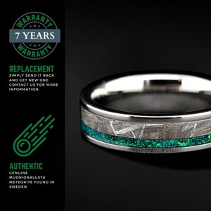 Meteorite Wedding Ring Green Opal Wedding Band