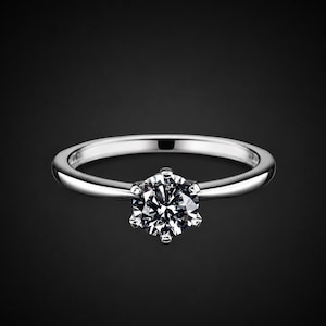 CERTIFIED Moissanite Engagement Ring D-Color VVS1 0.8ct 6mm
