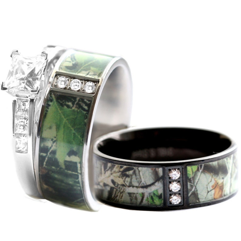  Camo  Wedding  Ring  Set for Him and Her  Etsy