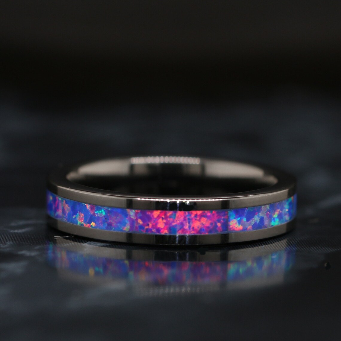 His and Her Opal Wedding Ring Set Purple Opal Ring 3 Piece Etsy