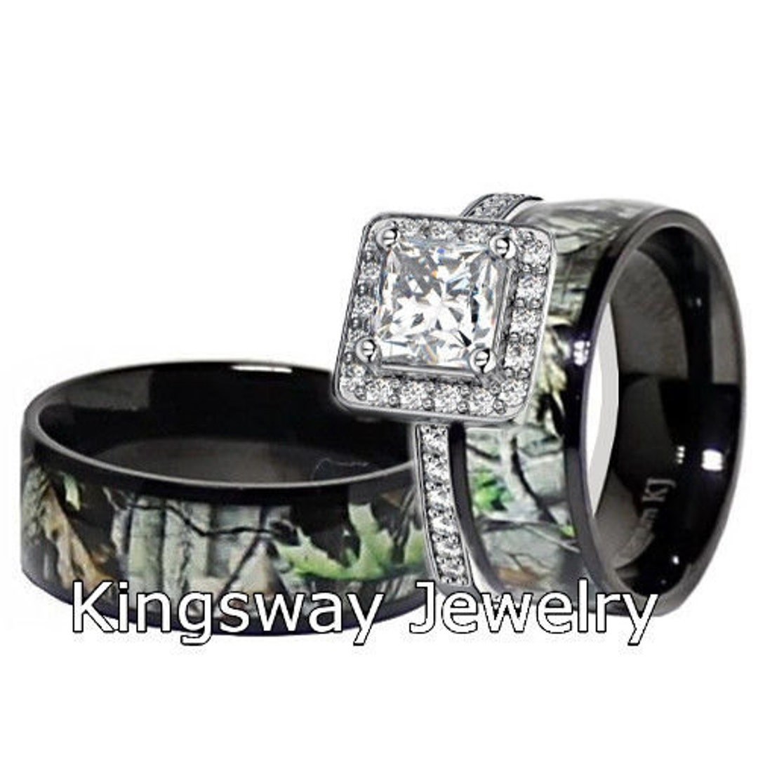 His and Her's Matching Mossy Oak Duck Blind Camo Wedding Ring Set Couple Ring  Set(2pcs) | Wish