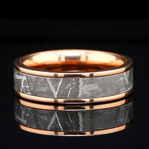 14K Vergoldeter Meteorit-Ring, Edelstahl-Ehering FREE GRAVUR