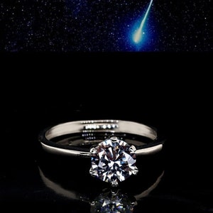 CERTIFIED Moissanite Engagement Ring D-Color VVS1 0.8ct 6mm