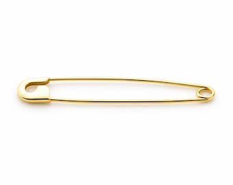 Alfinete de segurança grande de ouro amarelo 14k de 3'' feito à mão nos EUA