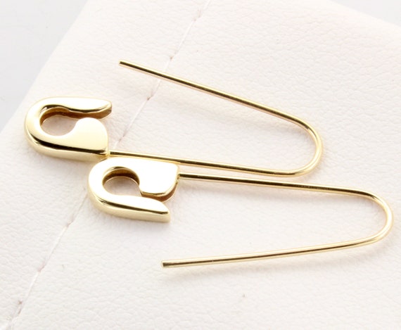 1 Inch Gold Safety Pin Jewelry Safety Pin Earrings Gold Safety Pins Gold  Punk Earrings Safety Pin Movement Safety Pin 9K 14K 18K 