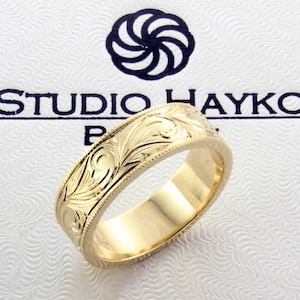14k Trauring handgraviert (6 mm)