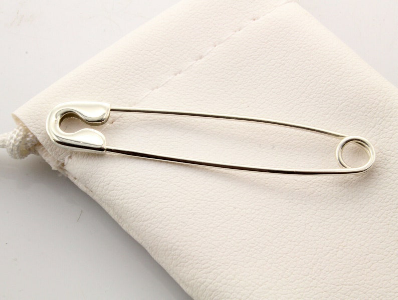 Large Sterling Silver safety pin 2'' sterling silver pin Handmade in USA image 2