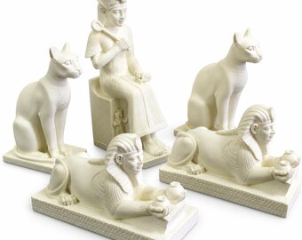 5pc Large Vintage A. Giannelli Egyptian Statue Set 1990 Italy
