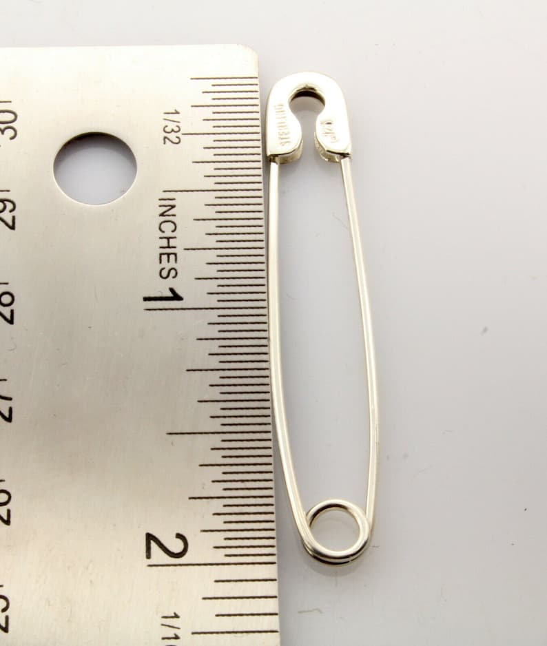Large Sterling Silver safety pin 2'' sterling silver pin Handmade in USA image 4