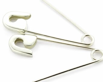Pendientes de imperdible de plata esterlina (par) de 1 '' de largo. Hechos a mano en EE. UU.