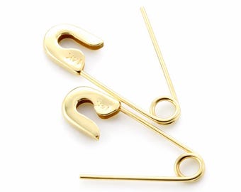 Brincos de alfinete de segurança em ouro amarelo 14k (PAR) 3/4'' de comprimento