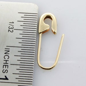 14K Yellow Gold Safety Pin Brooch Earring 3/4''Inch long Handmade in USA Single image 5