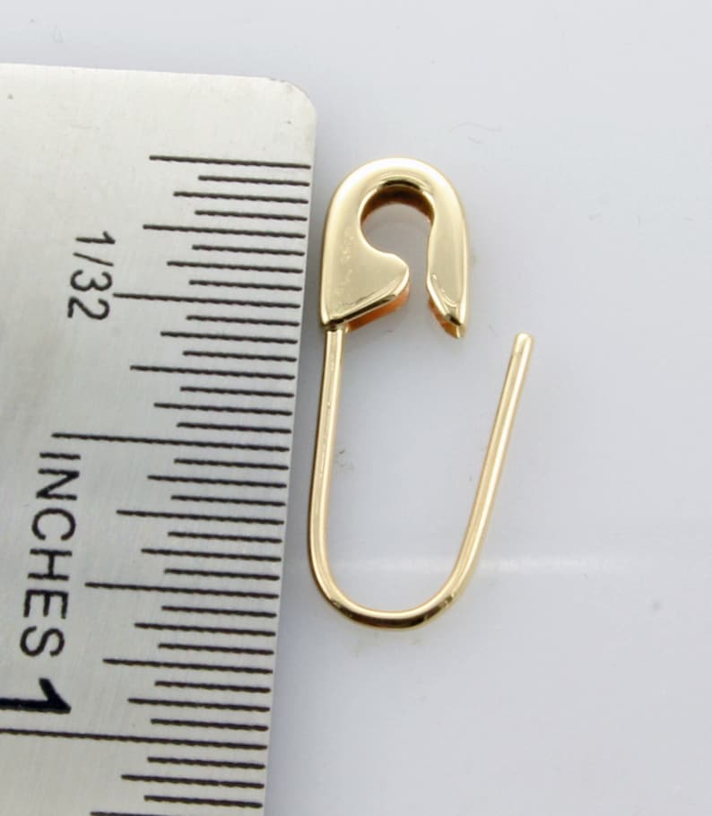 14K Yellow Gold Safety Pin Brooch Earring 3/4''Inch long Handmade in USA Single image 5