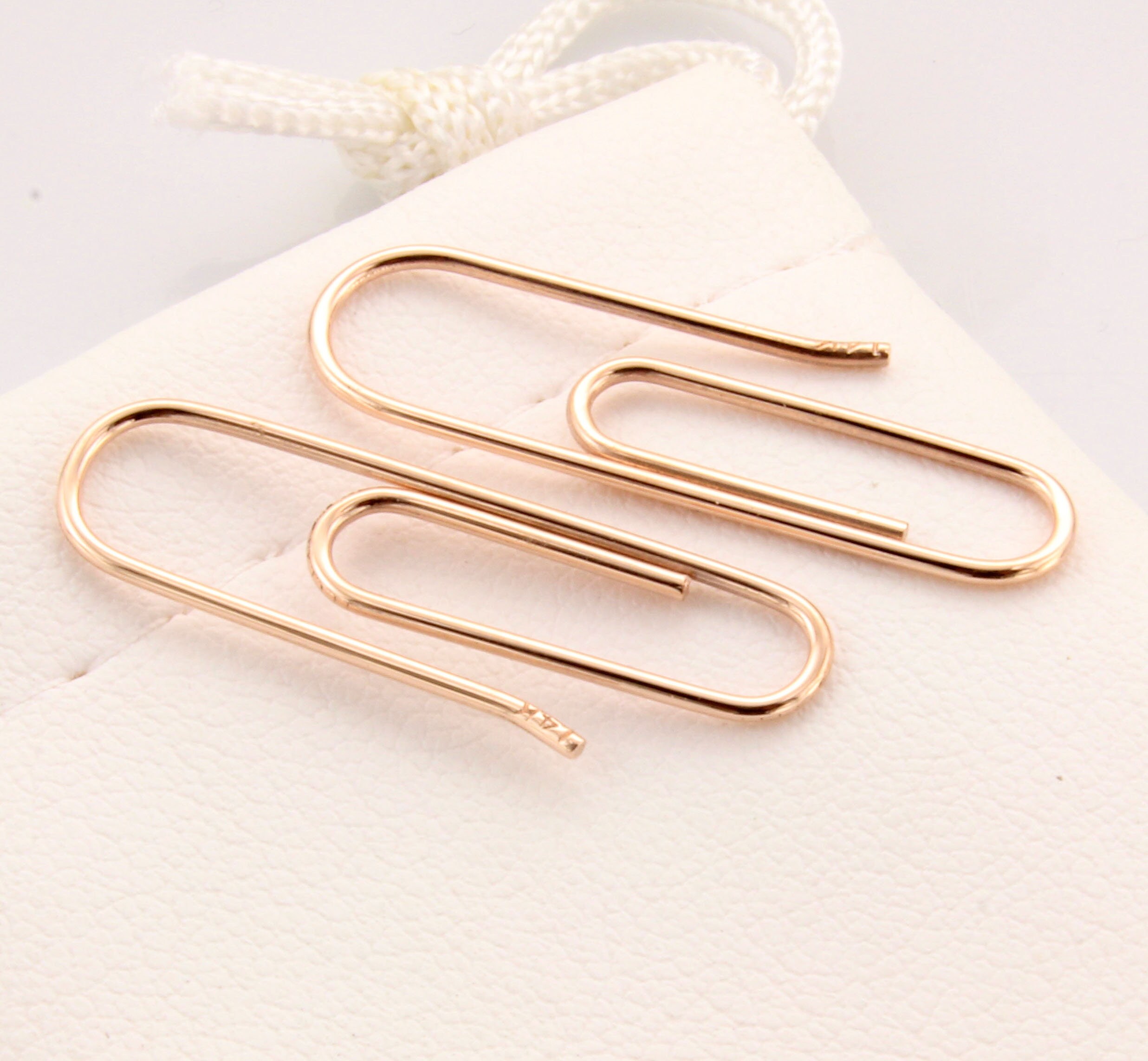 14k Gold Paperclip earrings PAIR 1'' 14k Gold Etsy