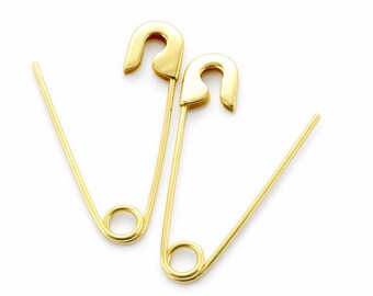 Brincos de alfinete de segurança de ouro 14k (PAR) 1,25'' de comprimento