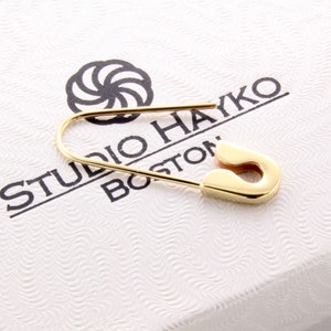 14K Yellow Gold Safety Pin Brooch Earring 1Inch long(Single)