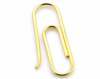 Brinco de clipe de papel feito à mão em ouro amarelo 14k de 3/4 polegadas (ÚNICO)