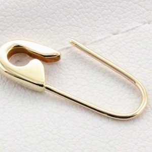 14K Yellow Gold Safety Pin Brooch Earring 3/4''Inch long Handmade in USA Single Yellow