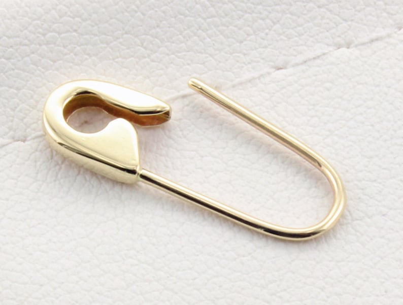 14K Yellow Gold Safety Pin Brooch Earring 3/4''Inch long Handmade in USA Single Yellow