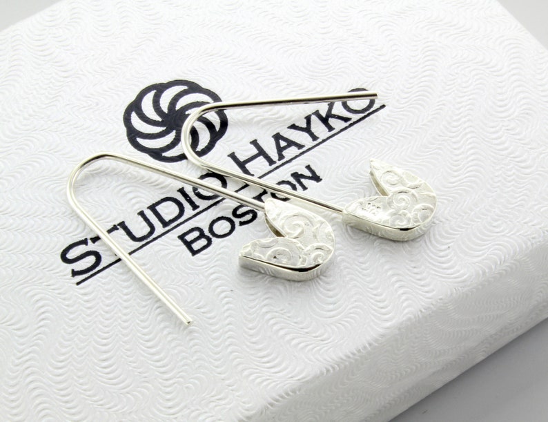 Sterling Silver Safety Pin Earrings pair 1'' Long Handmade in USA