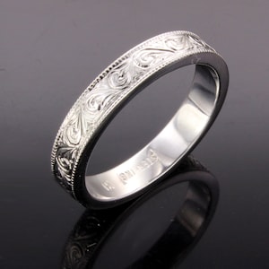 Handgravierte Silber Ehering (4 mm)
