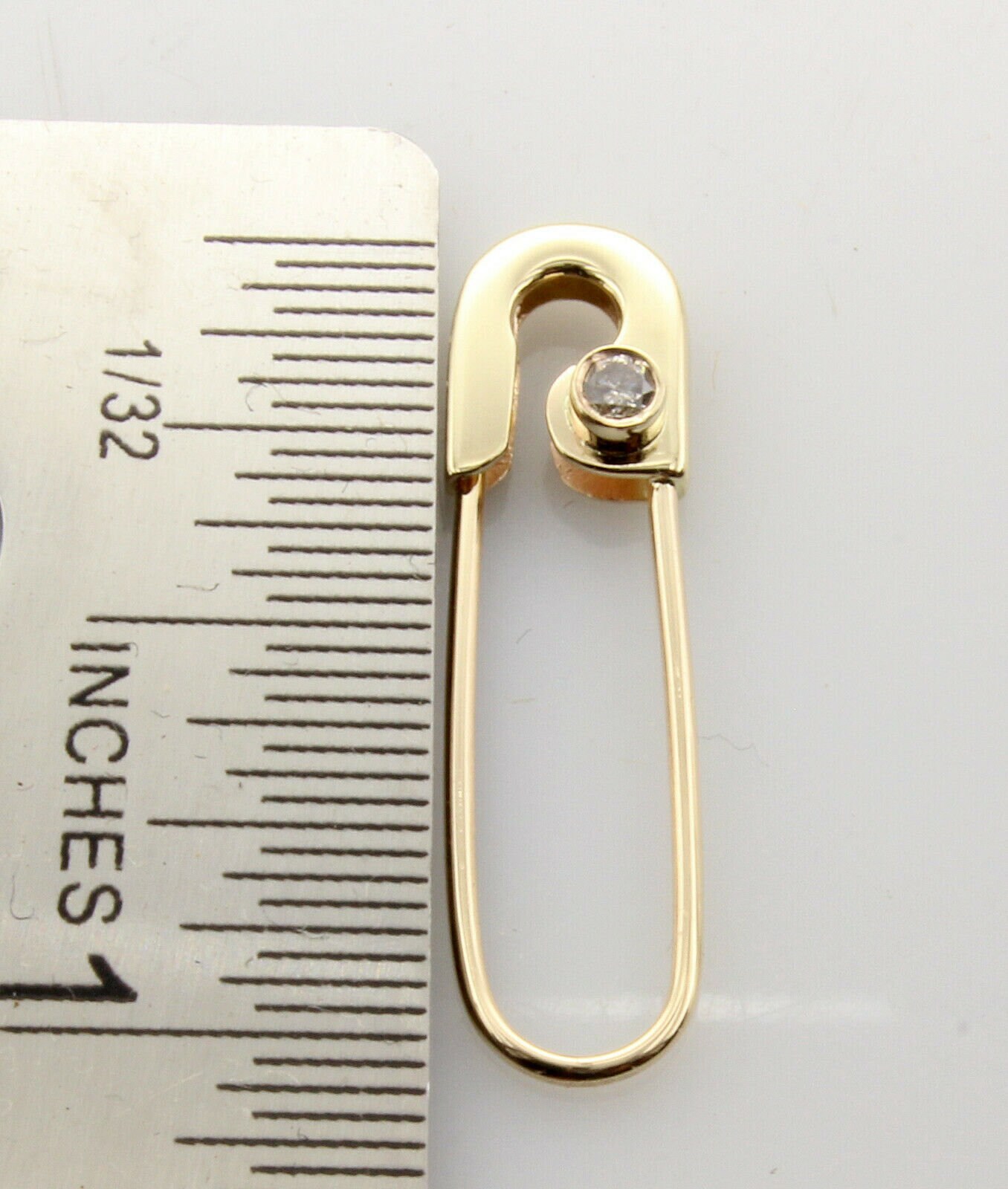 14K Gold Diamond Safety Pin Earring Handmade in USA single | Etsy