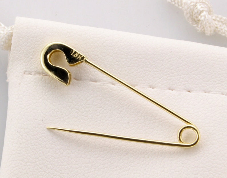 18k Yellow Gold Safety Pin Diamond Brooch Hand Engraved - Etsy