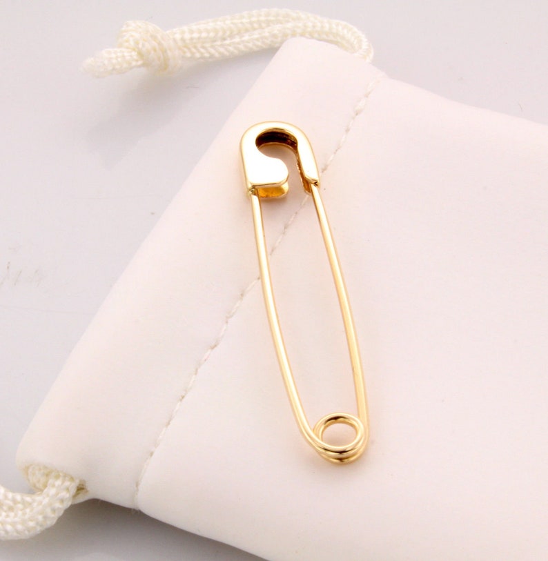 18K Yellow Gold Safety Pin Handmade in USA