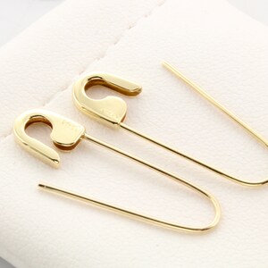 14k Yellow Gold Safety Pin Earrings (PAIR) 1''long